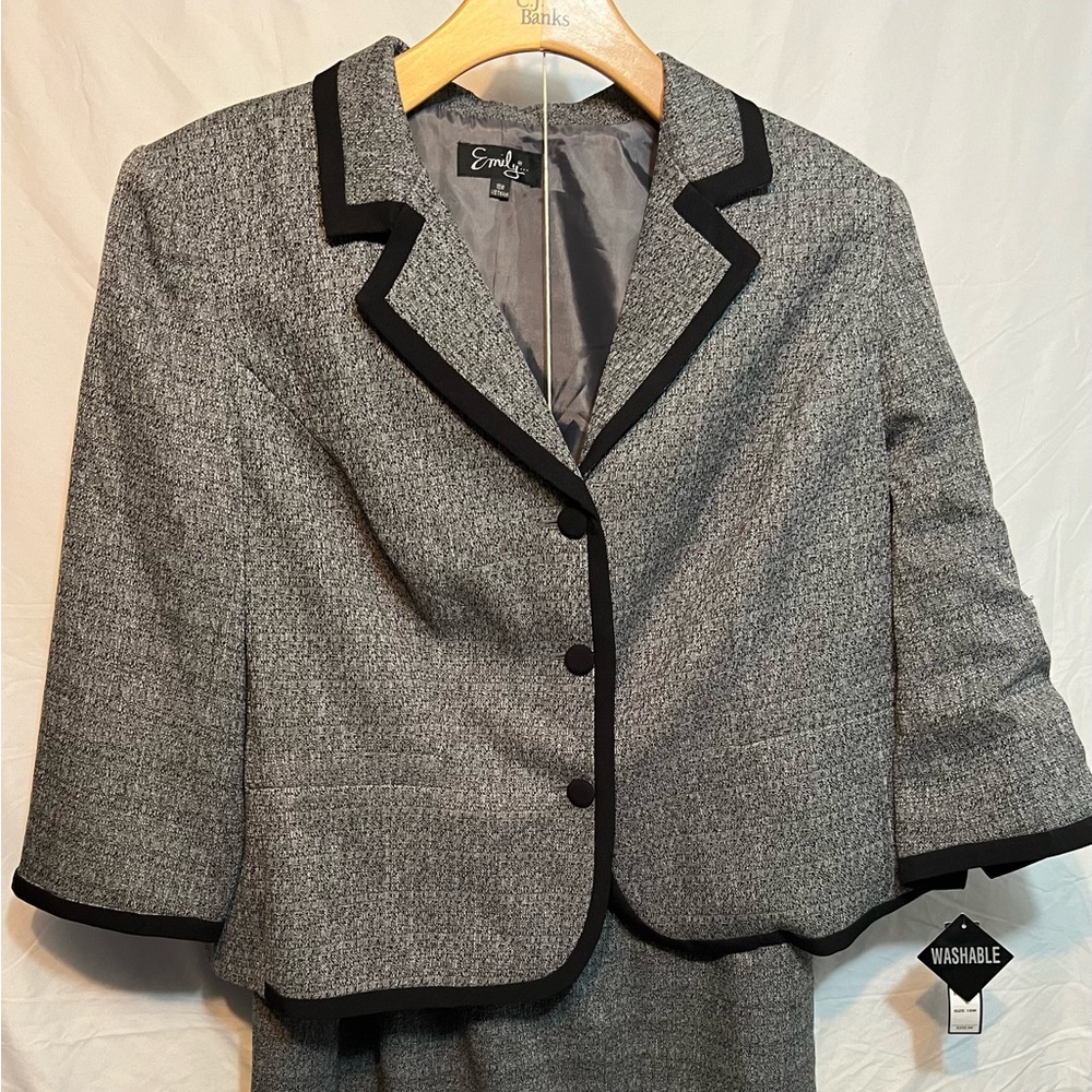 NWT - Emily 2 pc. Plus Size Skirt Suit Black/White Size 18W Pantsuit New Jacket